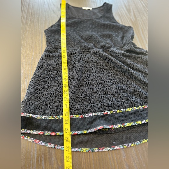 Hem & Thread by Anthro black lace blouse floral print hem romantic cottage core - Picture 8 of 11